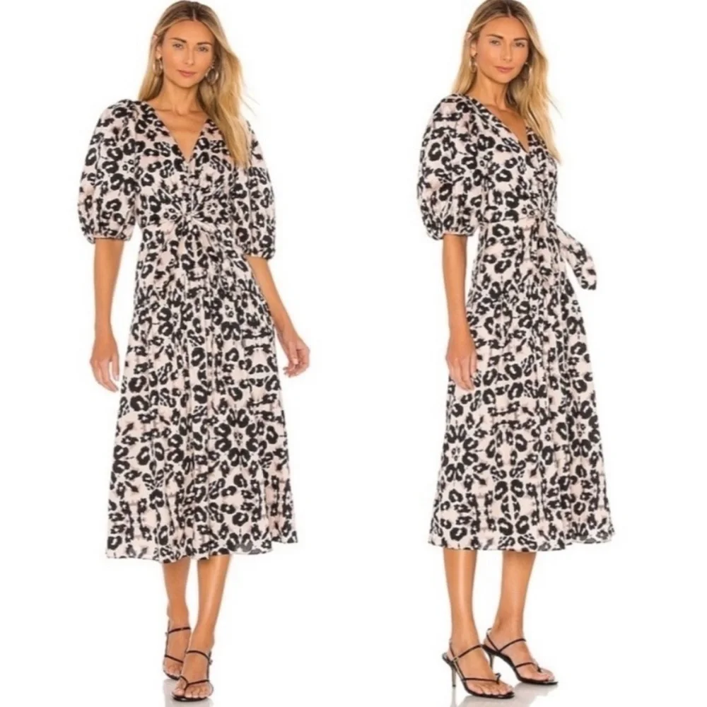 Rebecca Taylor $495 kaleidoscope leopard pattern midi dress 17587